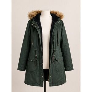 Torrid 3-in-1 Hunter Green Faux Fur Hood Winter Parka Coat Plus Size 1 14/16